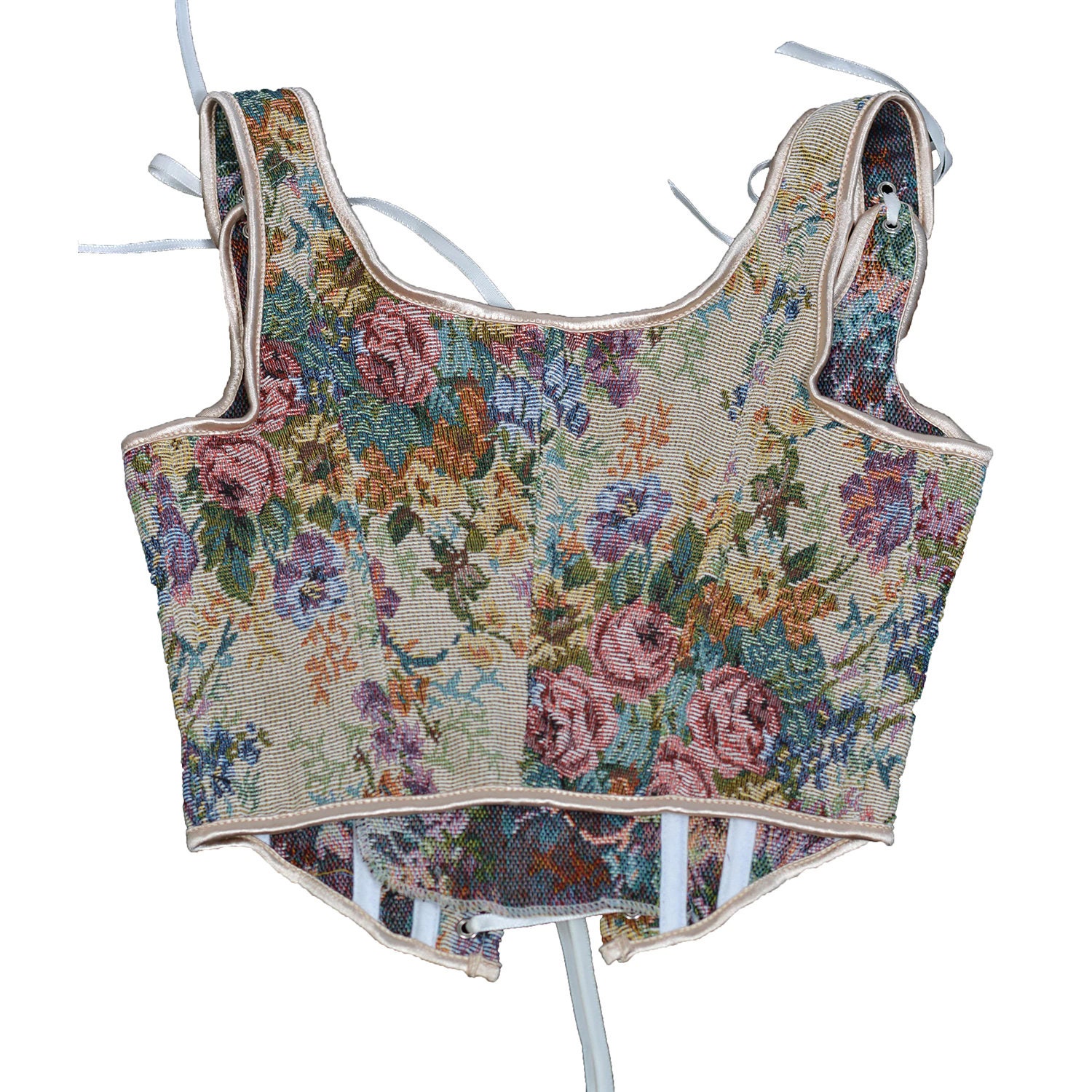 Vintage Floral Corset Branch Flower Corset Renaissance Front Etsy
