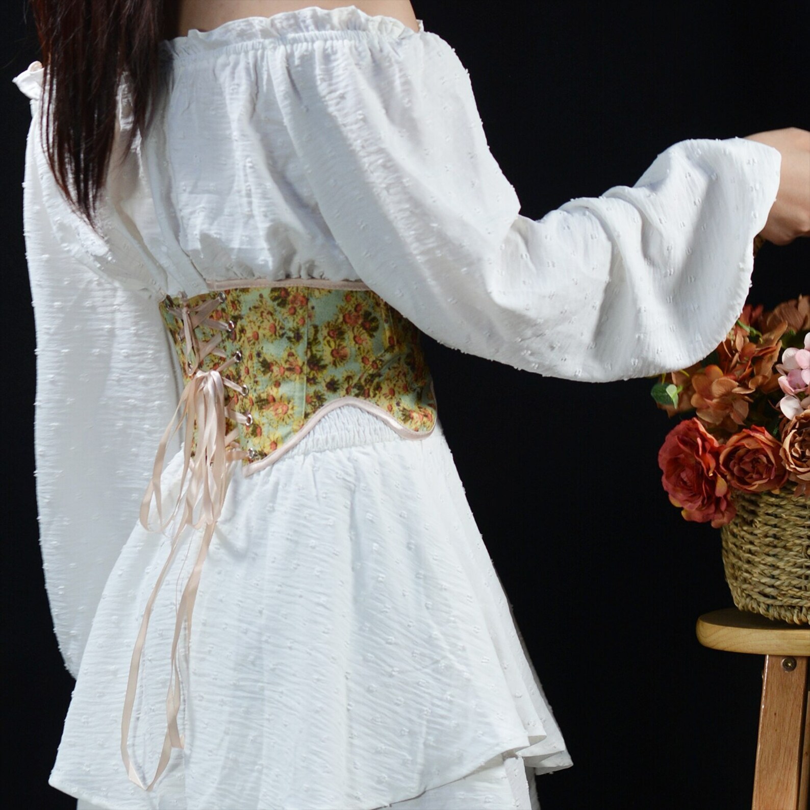 Retro Flower Corset Belt Floral Vintage Under Bust Corset Etsy