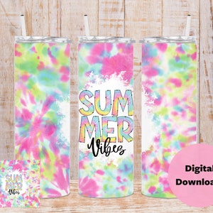 20oz Skinny Tumbler, Summer Vibes Design, STRAIGHT Tumbler, Digital Download