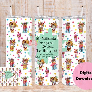 20oz Skinny Tumbler, Milkshake Design, STRAIGHT Tumbler, Digital Download