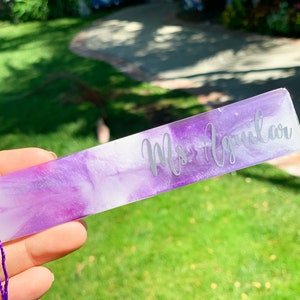 Purple Marble Resin Bookmark | Personalized Bookmark