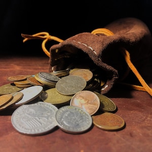 Handmade Leather Coin Bag, Leather Coin Pouch, Medieval Coin Pouch, Coin Purse, Drawstring Coin Pouch, Leather Drawstring Bag, Leather Pouch