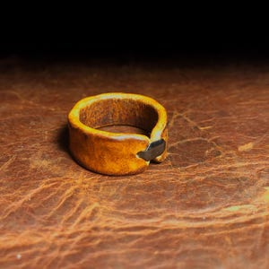 Handmade Rugged Leather Ring, Tooled Band - Etsy