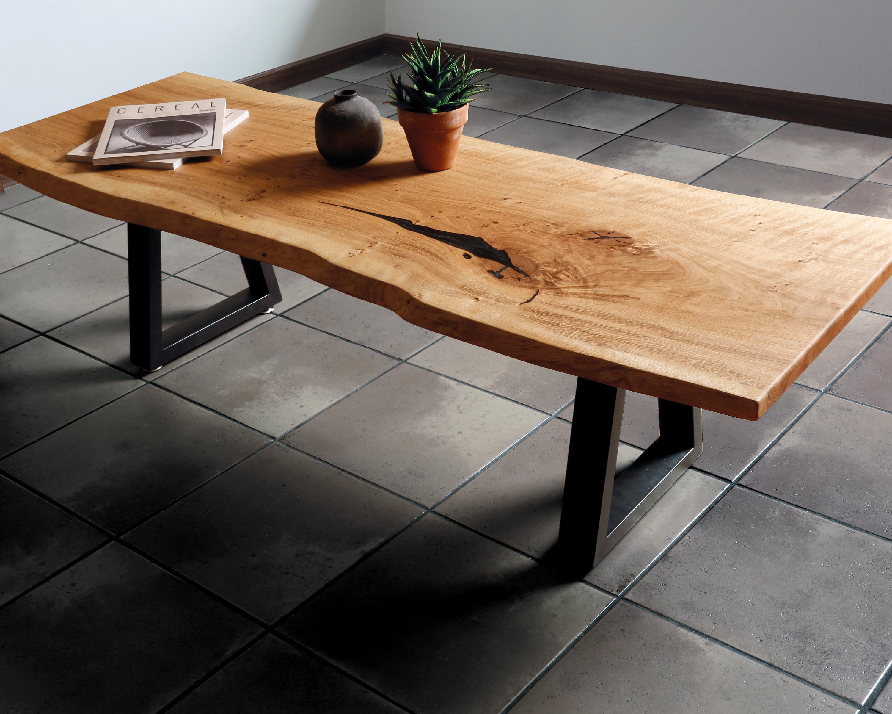 Live Edge OAK COFFEE TABLE Custom Size Oak Etsy