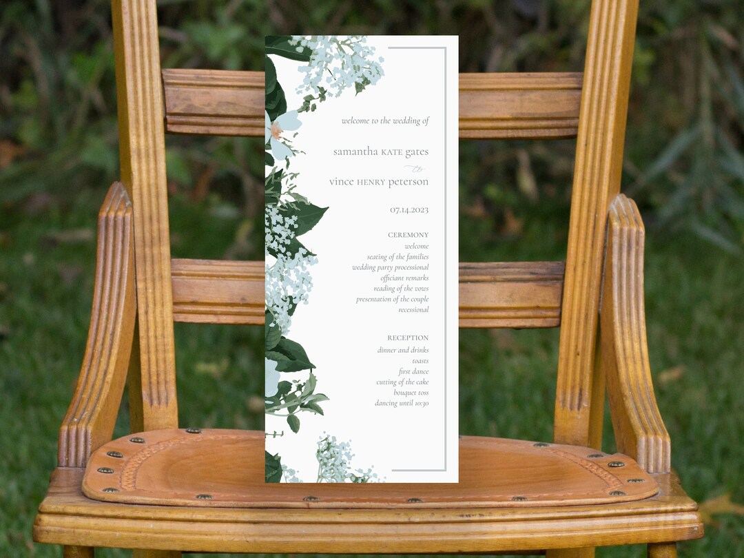 Wedding Ceremony and Reception Program Template Front and Back samantha ...