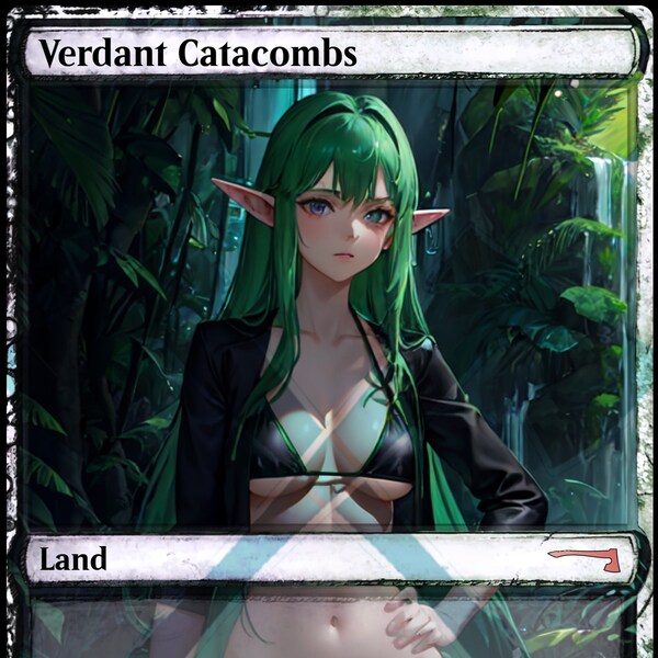 Verdant Catacombs Fetch Land PROXY Anime Waifu