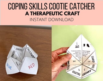 Coping Skills Cootie Catcher Fortune Teller: Kids Mental Health Therapy Craft (PDF Printable)