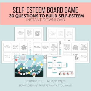 Gioco di autostima, Attività di terapia della salute mentale, Consulenza stampabile, Domande sulla terapia per bambini, Inizio conversazione per adolescenti, Terapia di gruppo