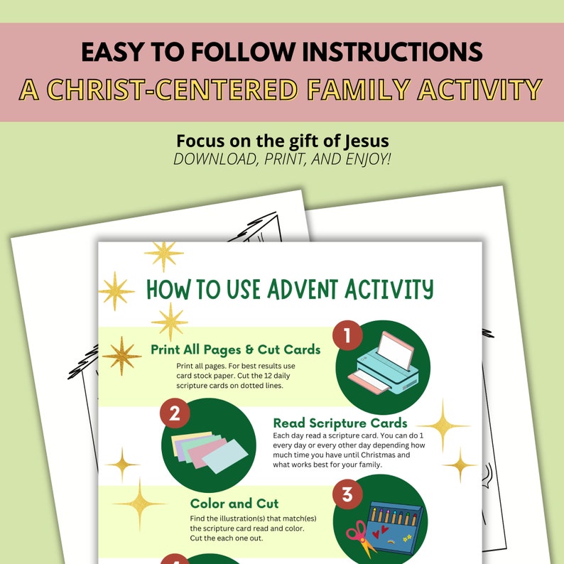 Advent Printable for Kids, Nativity Christmas Countdown Scripture Cards ...