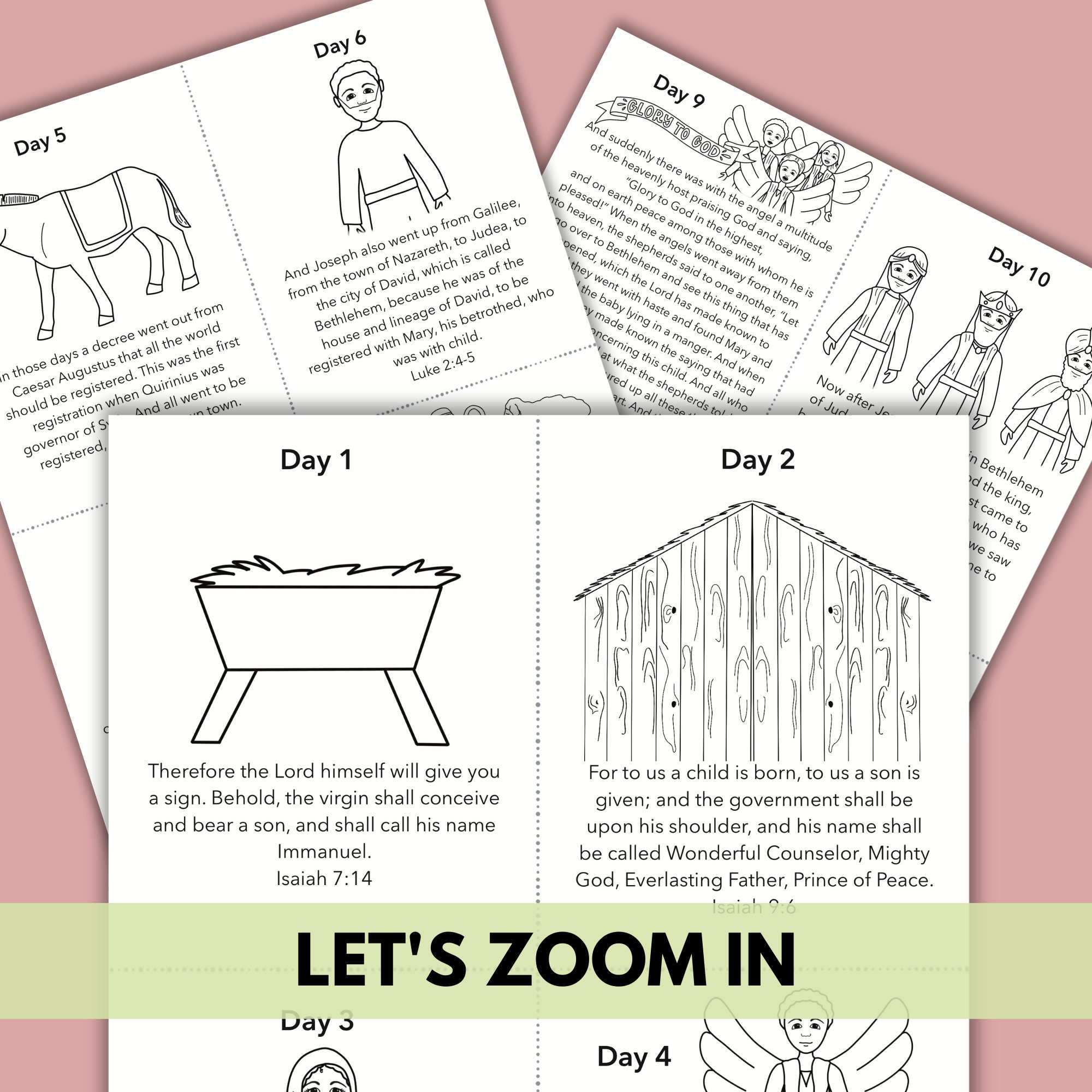 Advent Printable for Kids, Nativity Christmas Countdown Scripture Cards ...