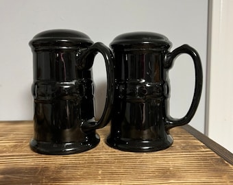 Longaberger salt and pepper shakers with handles