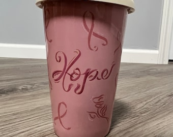 Longaberger covered coffee travel cup