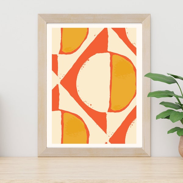 70s Groovy Abstract Eclectic Design Print - Mid Century Modern Style Painting - 1970s Aesthetic Digital Download