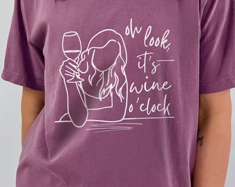 ワインタイムの面白いTシャツ、アルコールカクテルガールズウィークエンドギフト、ワイン愛好家、独身パーティーワインTシャツ