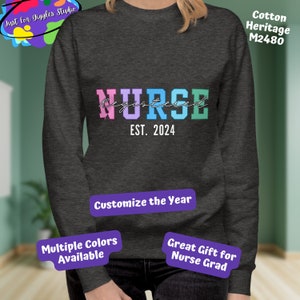 Registered Nurse Sweatshirt,Personalized Custom Year RN Sweater,Nurse Gift,Nurse Est Crewneck,Nursing Sweatshirt,Nurse Life,Nurse Grad Gift