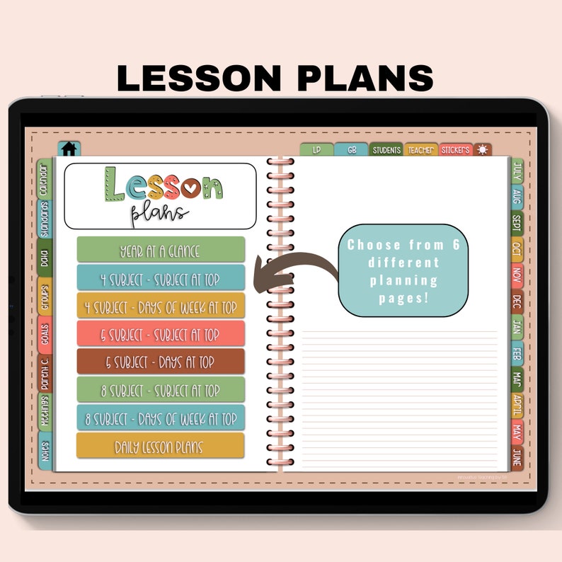 Undated Digital Teacher Planner Rainbow - Etsy