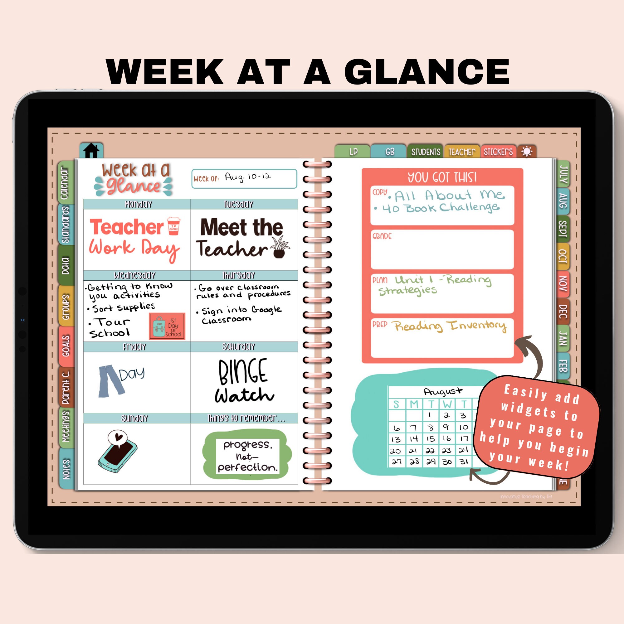 Undated Digital Teacher Planner Rainbow - Etsy Australia