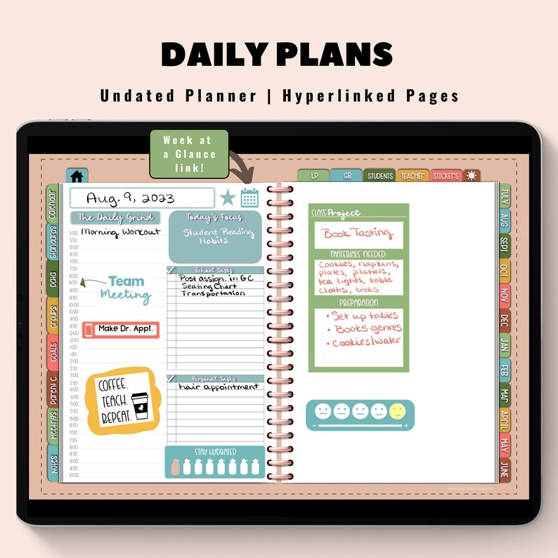 Undated Digital Teacher Planner - Brilliant - Etsy