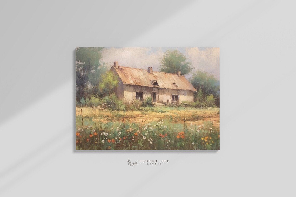 Countryside Old Farm House Old Farm Home Print Farm Art French Country ...