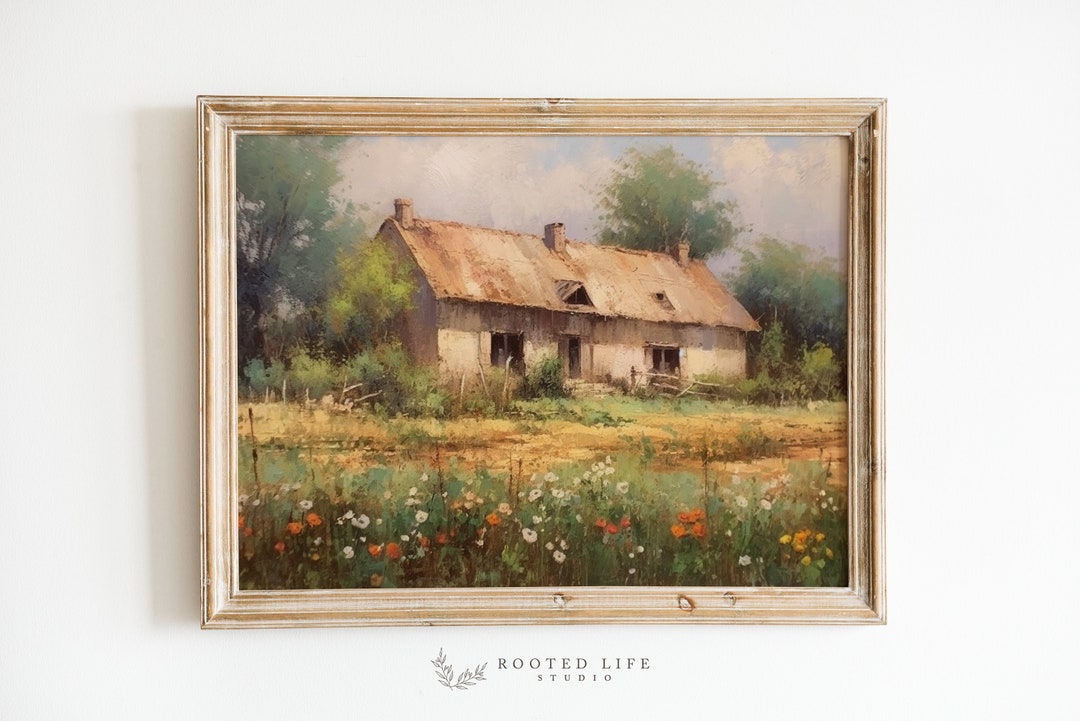 Countryside Old Farm House | Old Farm Home Print | Farm Art | French ...