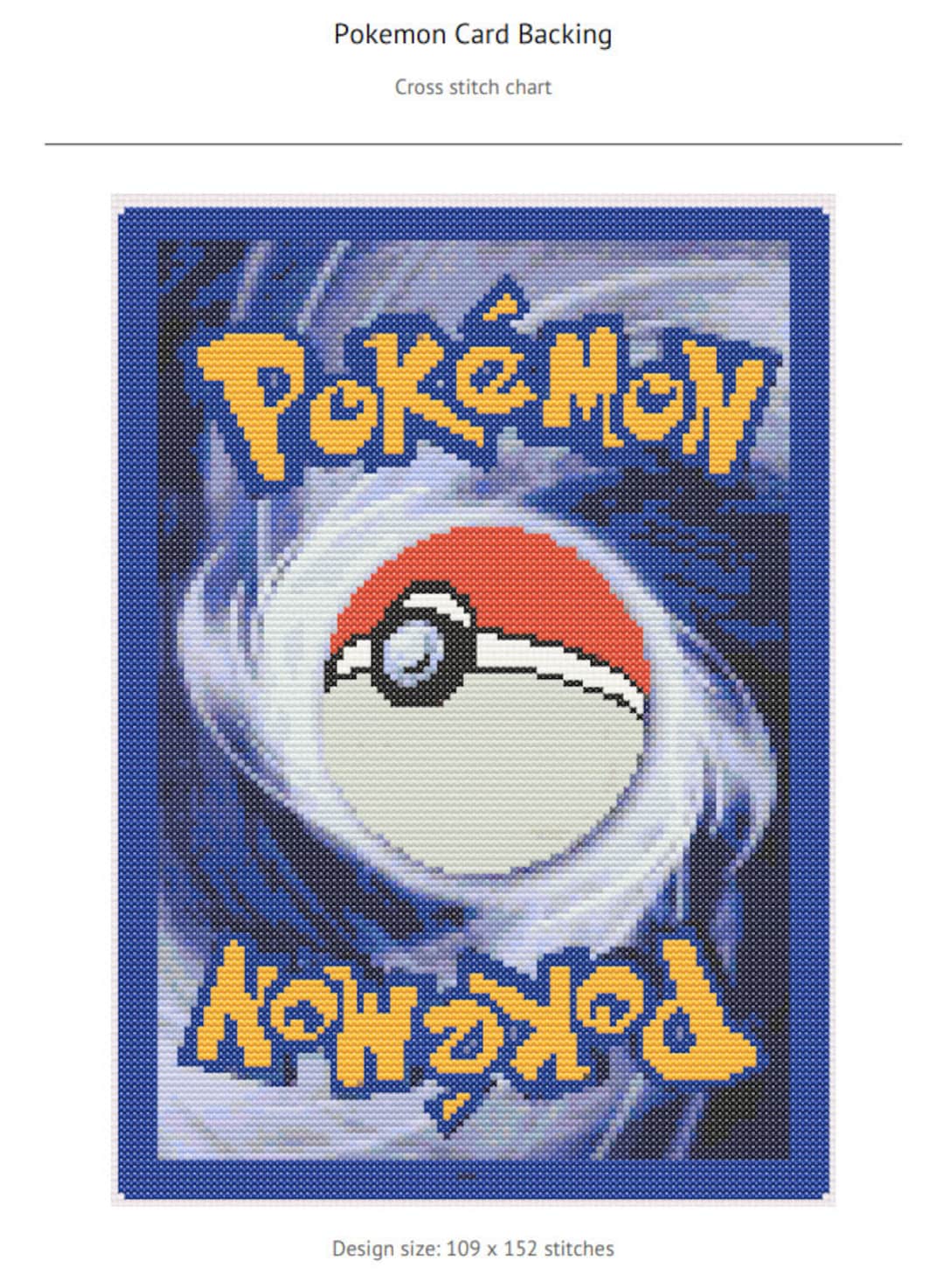 Pokemon Card Backing Cross Stich Pattern - Etsy