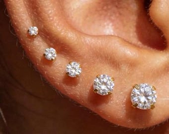 20G 18G 16G Clear CZ Push Pin Labret,Titanium Threadless Flat Back Earring,Tragus Stud,Helix Stud,Cartilage Stud,Nose Stud,Conch Stud