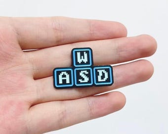 WASD Enamel Pin — Retro Pixel Keyboard Keys | For Jackets, Ita Bags, Backpacks, Lanyards, Pin Boards, PC Gamers, Esports Fans