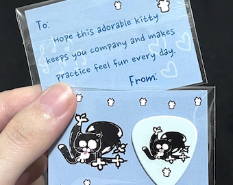 Black Cat Guitar Pick With Gift Card, Funny Kitty Grooming Pick For Musicians, Cute Aesthetic Music Accessory, Birthday Gift, Holiday Gift