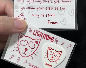 Lightning Speed Guitar Pick with Doodle Cat Design, Fast-Play Practice Pick for Guitar or Bass, Musician Gift,Boyfriend Gift,Fun Gift Idea