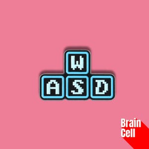 WASD Pixel Key Pin – Gamer Enamel Badge, Retro Gaming Accessory, PC Keyboard Button Pin for Gamers, Hard Enamel Lapel Pin, Geek Gift