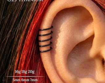 Anillo de aro articulado de titanio negro de grado implante de 20G, 18G, 16G, anillo de nariz, aro de septum, aro de cartílago, pendiente de hélix, anillo de tragus, daith, conch, lóbulo