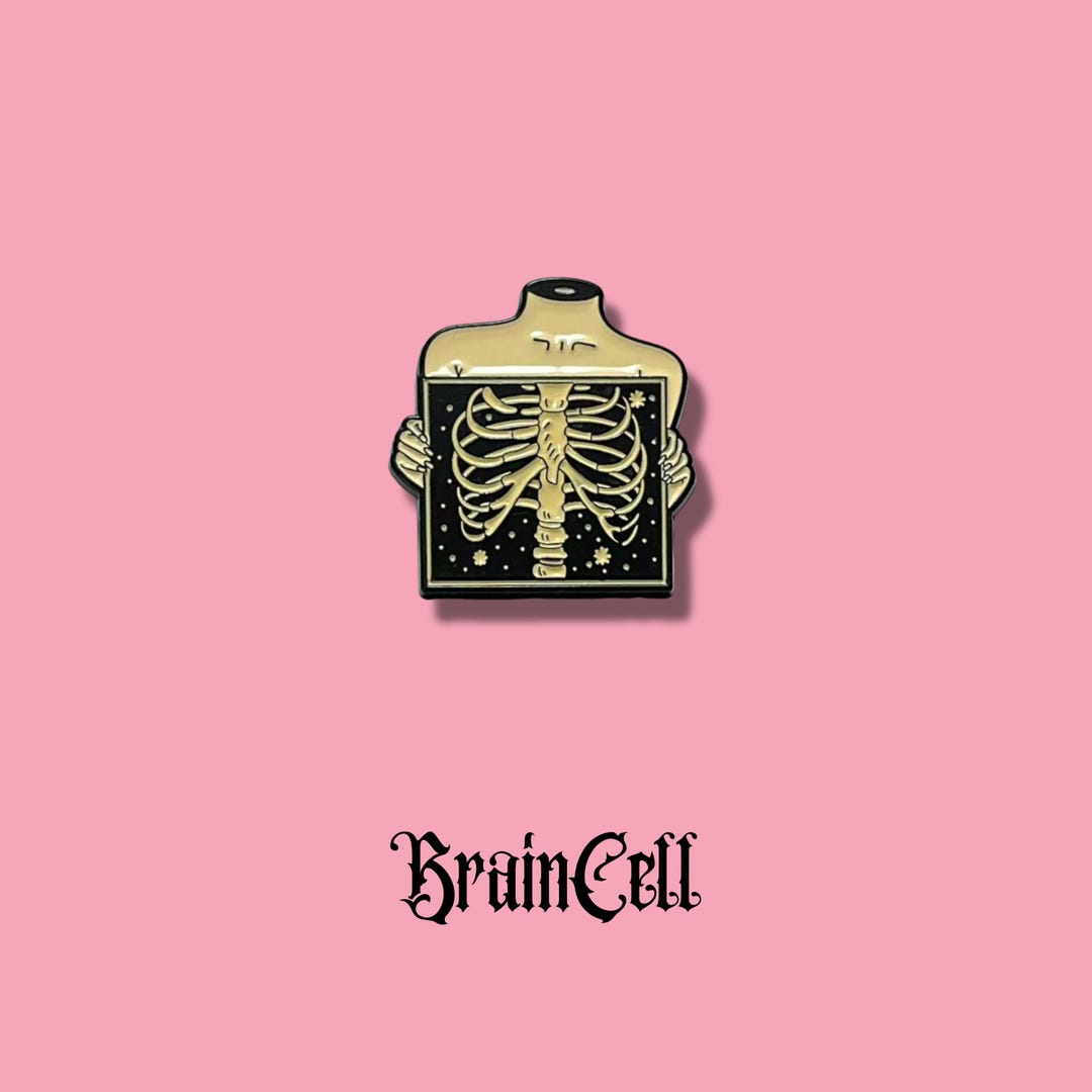 Safety Pin Rib Cage Torso X-ray Enamel Pin — Rib Cage, Gothic Anatomy | for Jackets, Ita ...