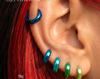 16G G23 Titan-Klappring mit Segmentverschluss, breiter Huggie-Ohrring, 25 individuelle Farben, Schmuck für Helix- und Knorpelpiercings