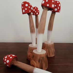 Handcrafted Wooden Mushroom Pen, Unique Graduation Gift, Carved Wood, Back-to-School Gift, Parent-Child Gift, Handmade Natural Wood Pen