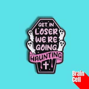 Kawaii Goth Ghost Enamel Pin: Coffin Lapel Badge, Alt Fashion