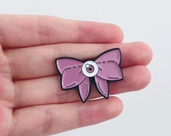 Pink Bow Eye Enamel Pin — Ribbon with Eyeball Center | For Jackets, Ita Bags, Backpacks, Pin Boards, Pastel Goth & Kawaii Collectors
