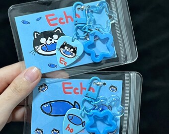 Juego de llaveros con púa de guitarra para pareja, con dijes de estrella azul y tarjeta con mensaje, regalo de San Valentín, aniversario y para amantes de los gatos.