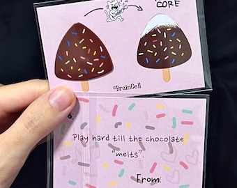 Púa de guitarra de helado de chocolate con chispitas para practicar, accesorio para conciertos, incluye tarjeta de regalo. Regalo de San Valentín.