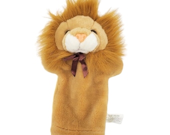 Vintage Lillian Vernon Hand Puppet Lion 019136 Plush Stuff Animal Head 12" Zoo Safari Animal Play Pretend Kids Toy