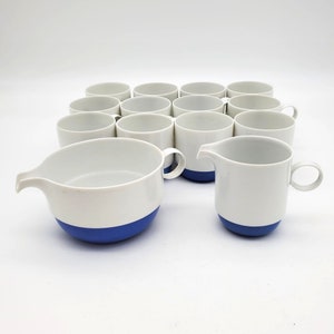 ROSENTHAL ODINE Duo Shape Demitasse Set - Select Tea/Coffee Cups, Creamer, Gravy Boat - White & Blue German Porcelain, Sold Separately