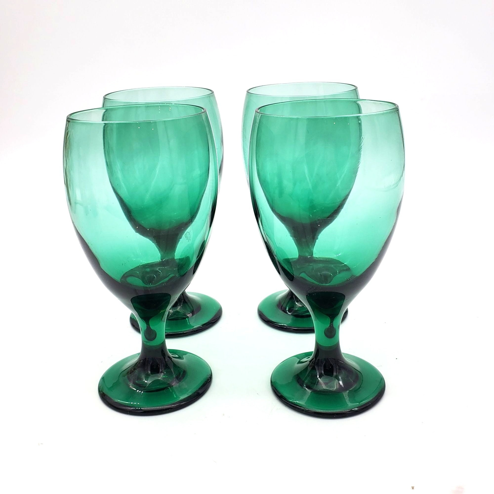 Vintage Libbey Juniper Green Wine Glasses - Set of 4