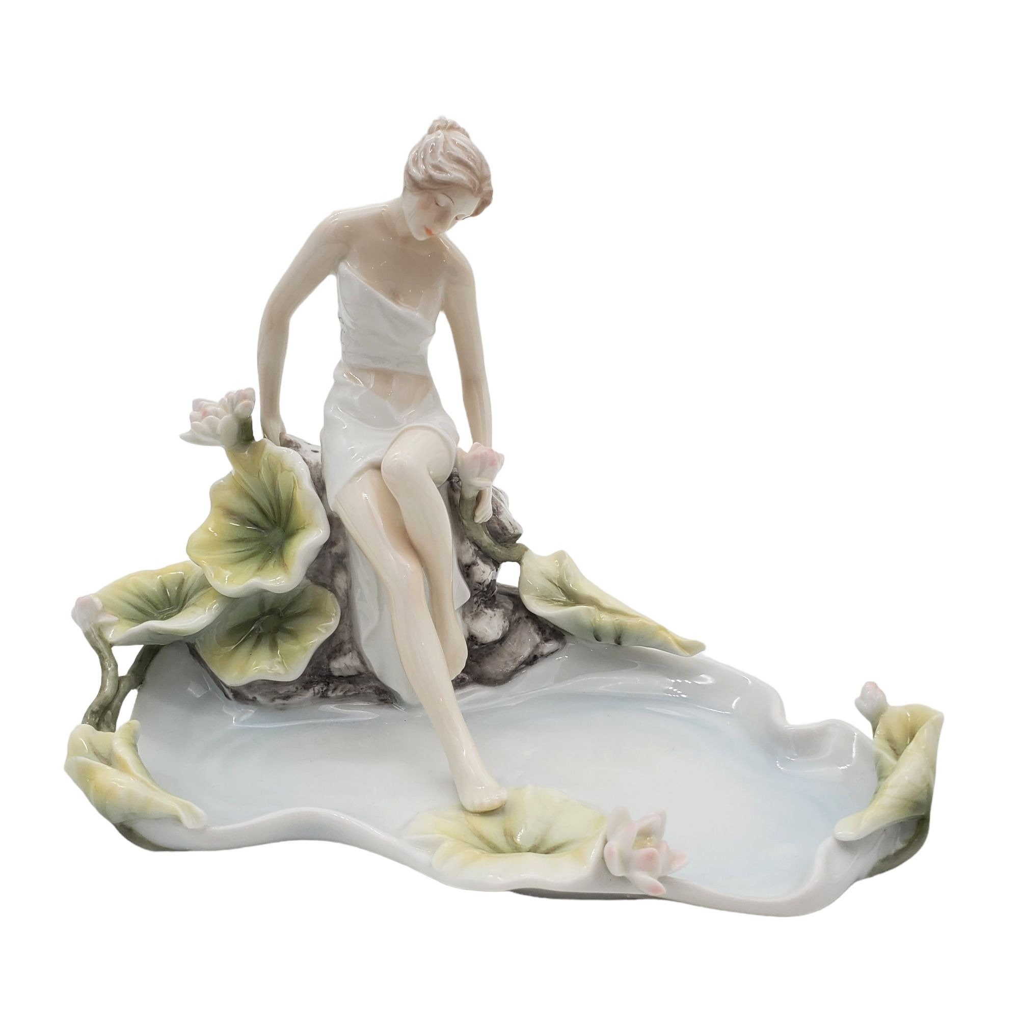 Unicorn Studio Porcelain Woman Lotus Pond Figurine Return to the 