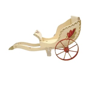 Vintage Wooden Cart Buggy Edwardian Style Children's Toy No Horse Red Wheels Collectible Planter