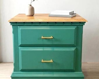 Oak Vintage Cochrane  Nightstand, Sage Green Solid Wood Dresser |  | Wardrobe