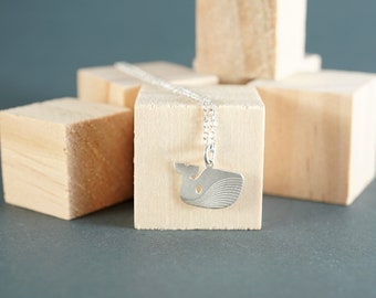 Sterling Silver Whale Necklace, Little Whale Charm, Original Whale Pendant with Chain Necklace, Dainty Jewelry, Sea Life Lovers Gift