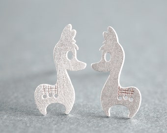 Handmade Little Donkey Cute 3D Earrings – Silver Plated Or Sterling Wires – UK
