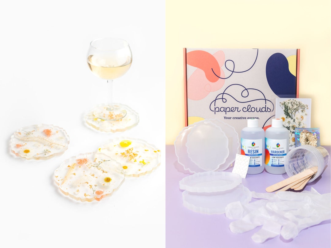 DIY Floral Resin Coaster Making Kit includes Plentiful Resin, Make