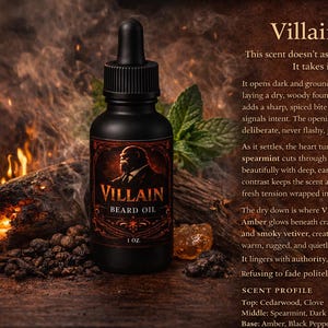 Villain Smoked Cedar Beard Oil – Oud & Amber Scent (1 oz)
