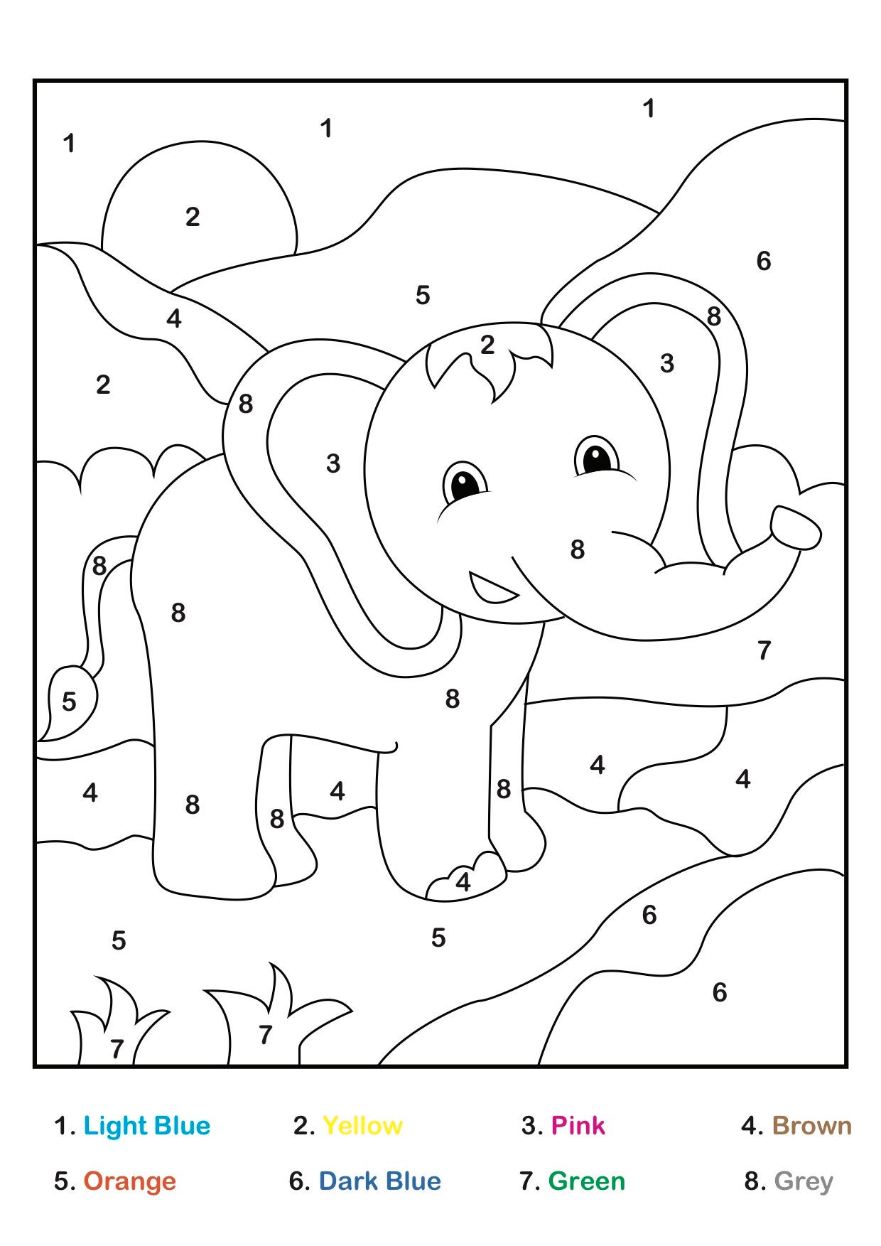 Children's Color by Number Printable PDF Printable Coloring Pages