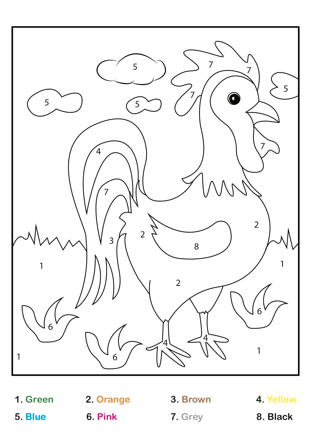 Children's Color by Number Printable PDF Printable Coloring Pages ...